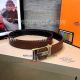 Perfect Replica All Brown Leather Belt With Black Pattern Face Gold Buckle (5)_th.jpg